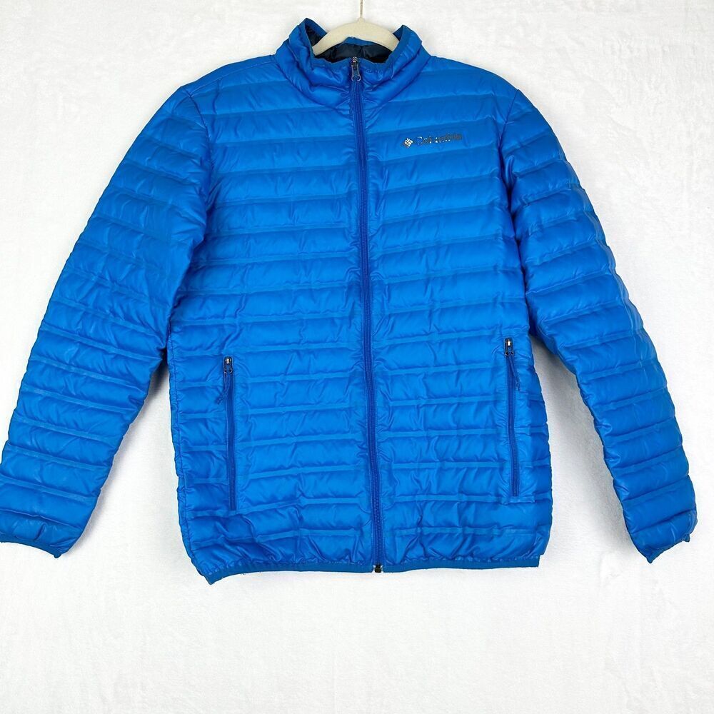 Columbia Mens Flash Forward Down Jacket Size Small Blue Packable